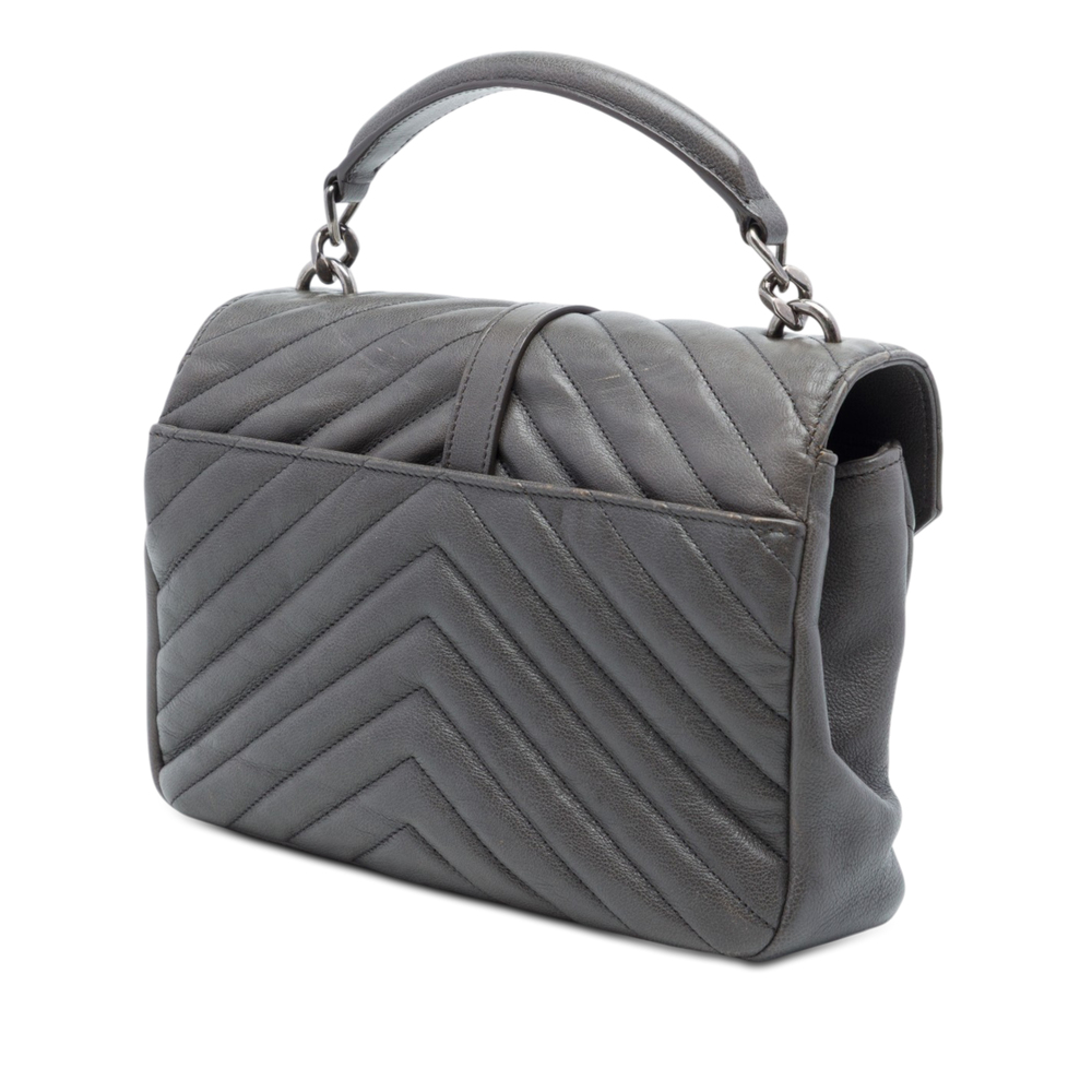Pre-Loved Saint Laurent Medium Chevron Sheepskin Monogram College Satchel - Picture 2 of 6